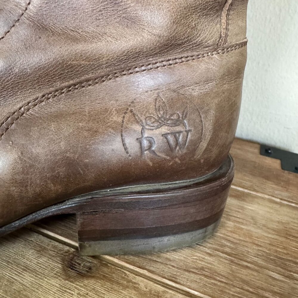 Raywelt Brown Leather Square Toe Fringe Roper Lace Up Ankle Boot Size  7.5 - Picture 3 of 17